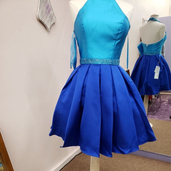 royal blue and turquoise dresses